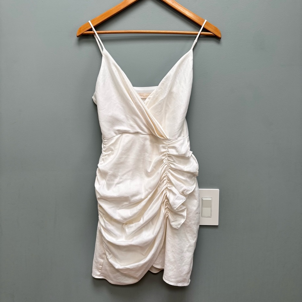 RAMY BROOK May Ruched Ruffle Side Mini Dress In White 2 - Picture 3 of 8